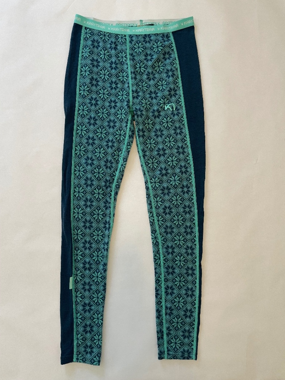 Kari Traa Rose Baselayer Pants Leggings 100% Merino Wool Nature Ski Gear, Sz M